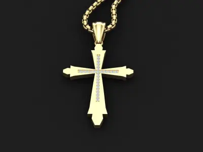 High Cross Pendant Light Gold 18K 3CP014 3D print model