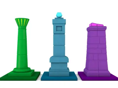 Low-poly Pillars light tower 3D Model Pack