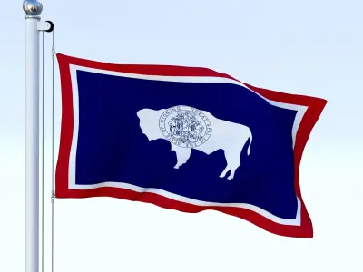 Animated Wyoming Flag Low-poly 3D model