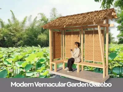 Modern Vernacular Garden Gazebo - Tropical Shade - Resort 3D model