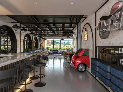 Restaurant and bar interior scene 3d model 3D model