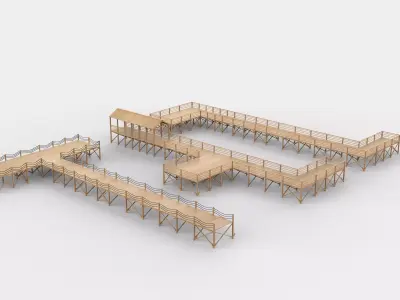 wooden pier set  3D model