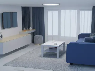 Modern Living Room Interior Scene Minimalist Design 3D model