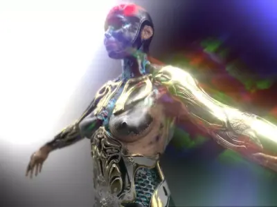 futuristic woman robot Low-poly 3D model