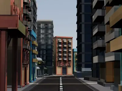 Low Poly Buildings City Pack Low-poly 3D model