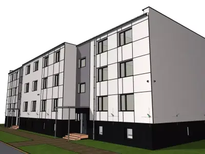 Modern Apartment Block 3D Model   3D model