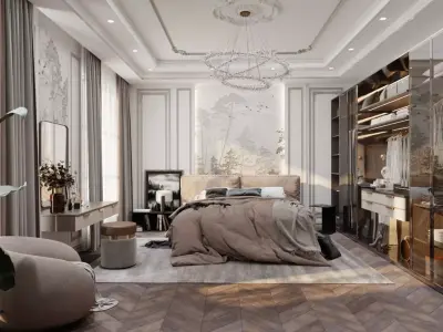 bedroom interior full scene 3D model 3D model