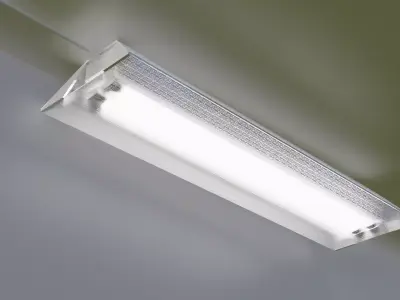 Fluorescent Light with Cord and Plug Free low-poly 3D model