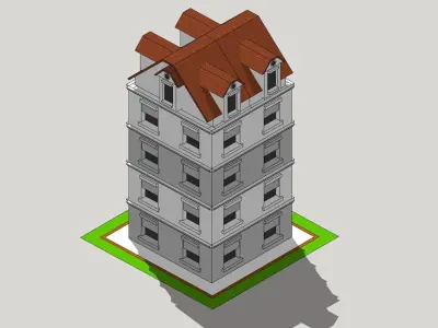Residential Building - housing Low-poly 3D model
