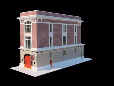 Ghostbusters Firestation Firehouse Exterior Low Poly Low-poly 3D model