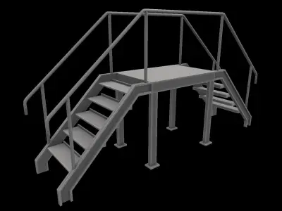 Stair metal ladder Low-poly 3D model