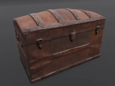 Wooden Trunk Box Low-poly 3D model