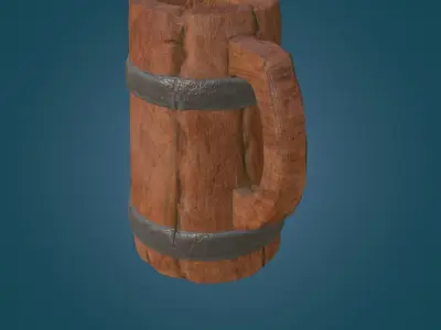 Stylized Wooden Cup PBR low poly game ready Free low-poly 3D model