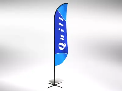 Quill Flag - Animated Exhibition Flag Low-poly 3D model