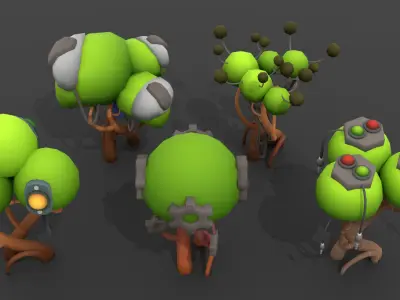 Biomechanical World - Trees Low-poly 3D model