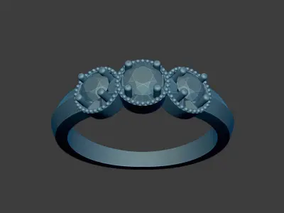 3 Stone Illusion Setting Ring 3d Model 3D print model