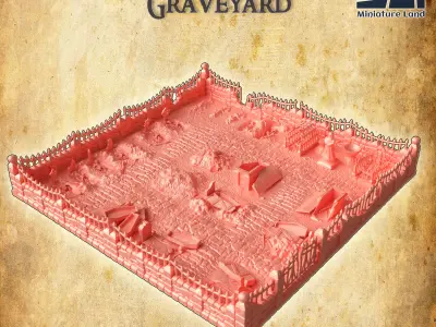 Desecrated Graveyard Tabletop Terrain 28 MM 3D print model