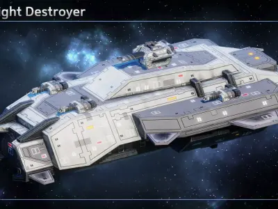 Spaceship Destroyers Low-poly 3D model