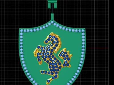 Prancing Horse Iced Pendant  A tribute to Ferrari iconic logo 3D print model