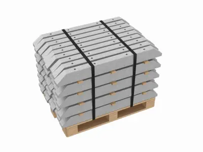 Stacked Concrete Spur On Wood Pallet 3D model