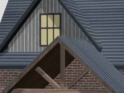 American Style Cottage - Town House Model Low-poly 3D model