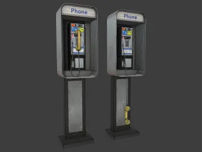 Phonebooth two pay phones Low-poly 3D model