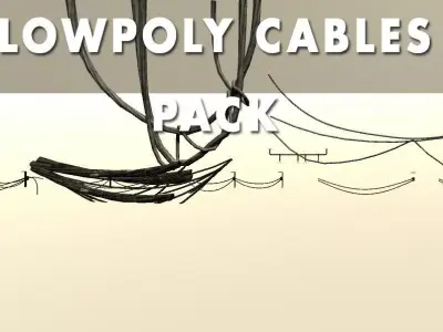 Cables city assets for game Low-poly 3D model