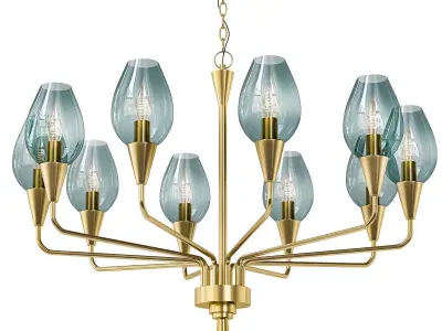 VIOLA brass chandelier with glass shades 3D model