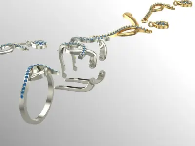 Earnings and ring plus grurmette 3D print model