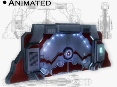 Spaceship gates low poly animated Low-poly 3D model