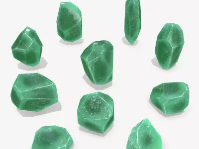 crystal set Low-poly 3D model