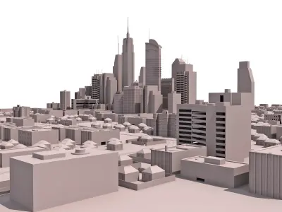 City Model with tall buildings 3D model