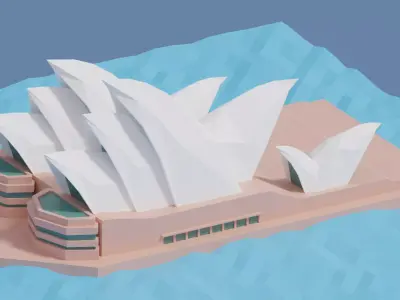 Cartoon Sydney Opera House Low-poly 3D model