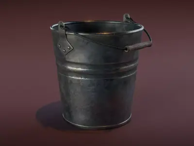 Galvanized Metal Bucket Low-poly 3D model
