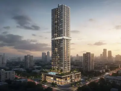 Modern High-Rise Residential Skyscraper 3D Model Low-poly 3D model