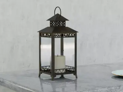 Candle Lantern Low-poly 3D model