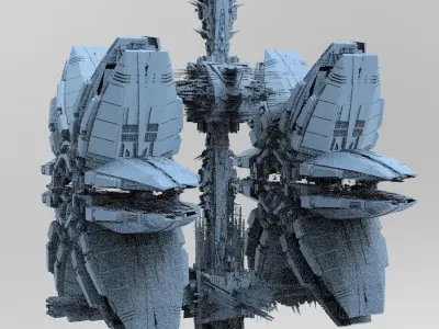 Cyberpunk Mega City Docks Tower array 2  3D model