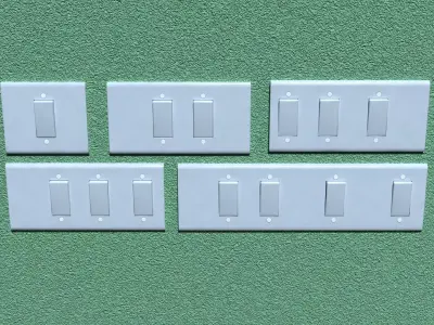 low poly 5 light  switches Low-poly 3D model