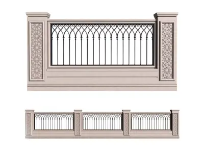 Fence in oriental style  3D model