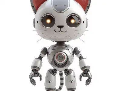 Futuristic Robot Cat 3D Model Low-poly 3D model