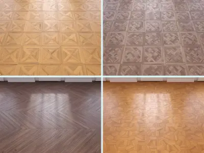 Parquet - Laminate - Wooden floor 4 in 1 Low-poly 3D model