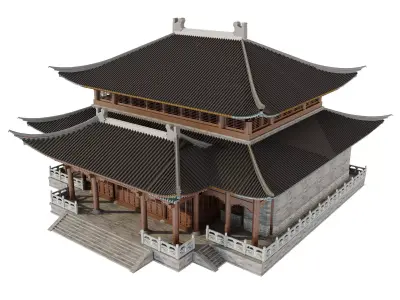 Japan Temple Hall 3D model