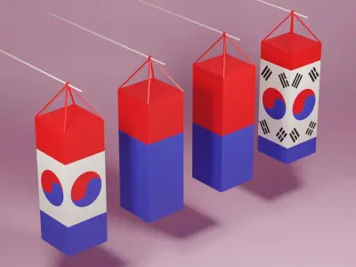 Korean Lanterns Collection Low-poly 3D model