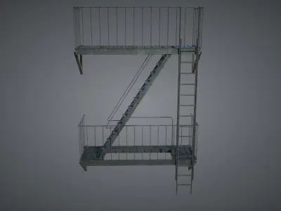 Fire Stairscase Low-poly 3D model