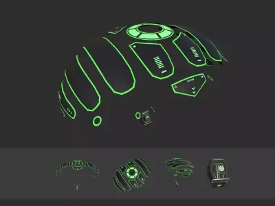 Scifi Parachute A10 Projection  - Character Accessories Design Low-poly 3D model