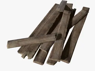 Broken Board Debris Game Ready PBR Textures Low Poly Low-poly 3D model