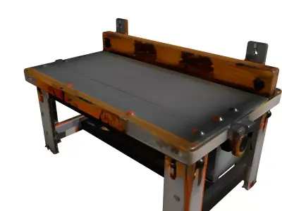 Industrial Wood Metal Workbench Low-poly 3D model