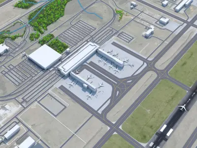 Piedmont Triad International Airport Greensboro 10km Low-poly 3D model
