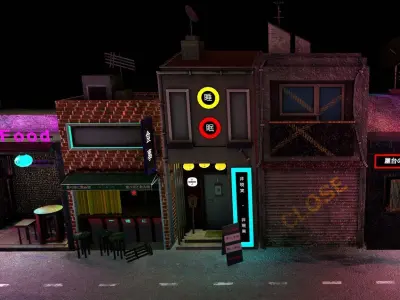 Modern Japanese alleyway 3D model