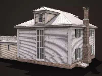 American House Colonial Style Low-poly 3D model
